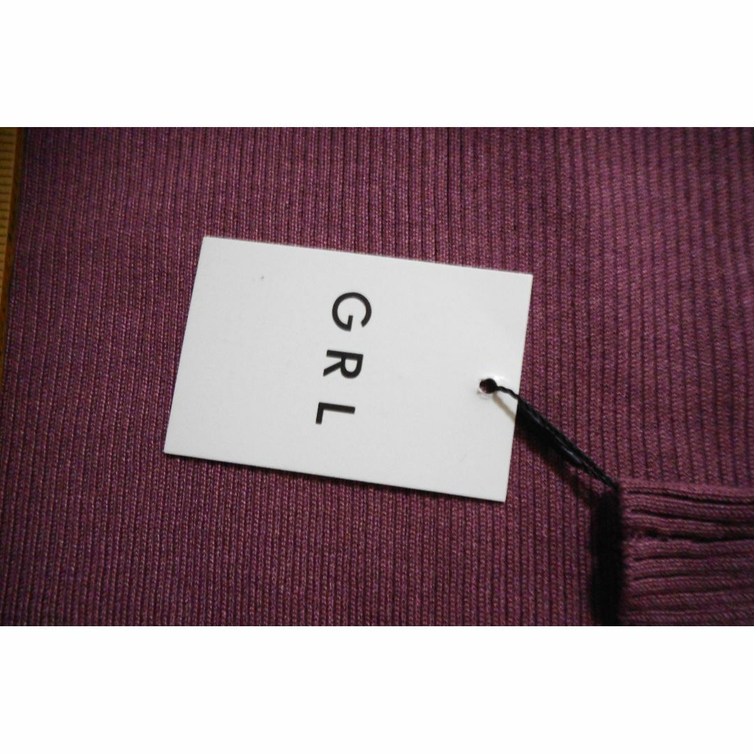 GRL(グレイル)の新品 GRL パフショルダーリブニット（L）七分袖 ダークモーブ 上品可愛い レディースのトップス(ニット/セーター)の商品写真