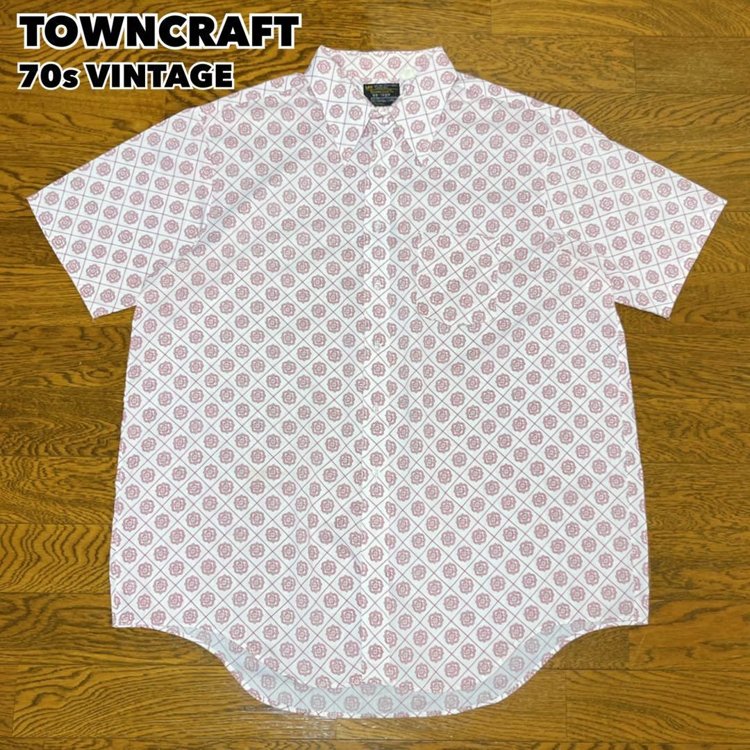 TOWNCRAFT(タウンクラフト)の70s TOWNCRAFT タウンクラフト 総柄シャツ 半袖 JCPenny メンズのトップス(Tシャツ/カットソー(半袖/袖なし))の商品写真