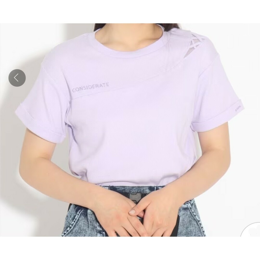 PINK-latte(ピンクラテ)のPINK-latte 編み上げ透けTシャツ 150cm キッズ/ベビー/マタニティのキッズ服女の子用(90cm~)(Tシャツ/カットソー)の商品写真