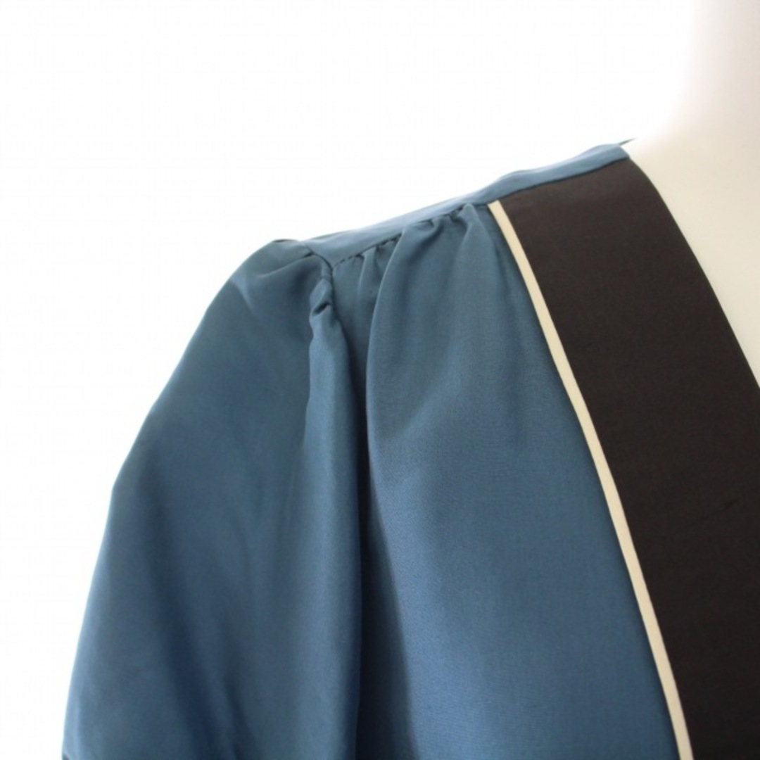 SEE BY CHLOE(シーバイクロエ)のシーバイクロエ タイトワンピース ひざ丈 半袖 Vネック 40 XL 黒 青 レディースのワンピース(ひざ丈ワンピース)の商品写真