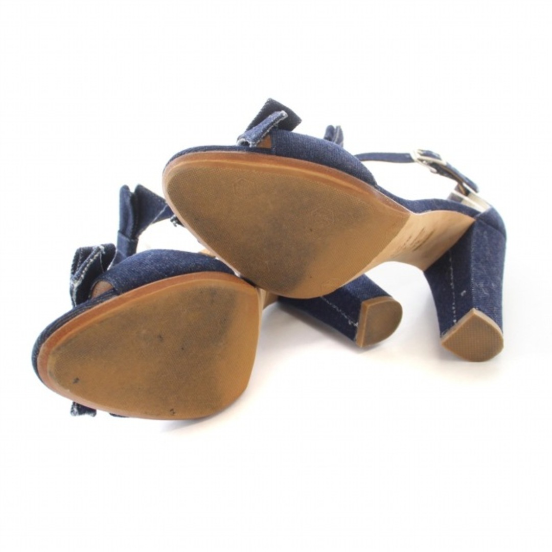 ツル バイ マリコオイカワ ストラップサンダル チャンキーヒール 38 紺 レディースの靴/シューズ(サンダル)の商品写真