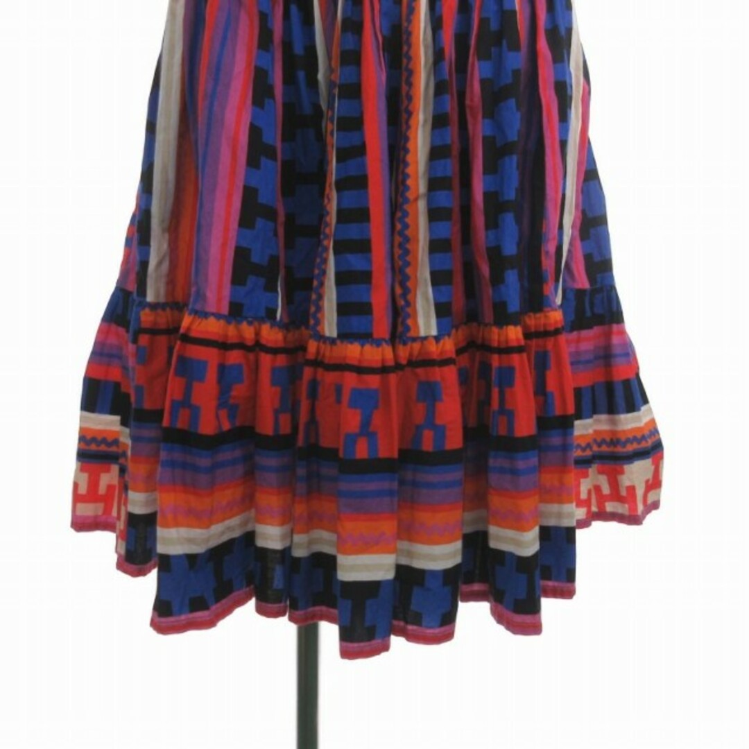 MSGM(エムエスジイエム)のMSGM ギャザースカート フレア ネイティブ柄 総柄 44 S マルチカラー レディースのスカート(ひざ丈スカート)の商品写真