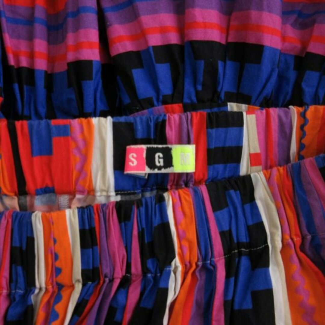 MSGM(エムエスジイエム)のMSGM ギャザースカート フレア ネイティブ柄 総柄 44 S マルチカラー レディースのスカート(ひざ丈スカート)の商品写真