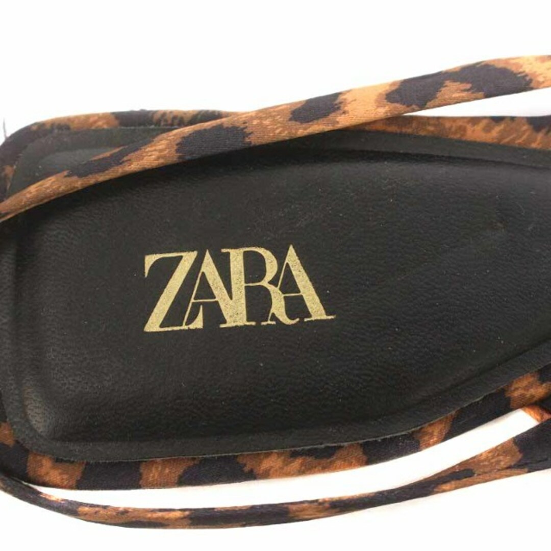 ZARA(ザラ)のザラ ストラップサンダル ポインテッドトゥ ヒョウ柄 36 23.4cm 茶 レディースの靴/シューズ(サンダル)の商品写真