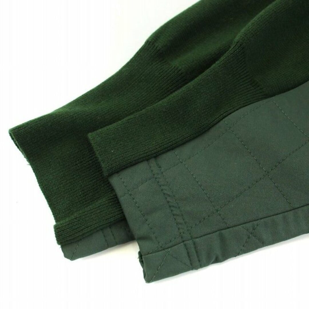マチャット キルティングドッキングニットカーディガン 長袖 切替 中綿 緑 レディースのトップス(カーディガン)の商品写真