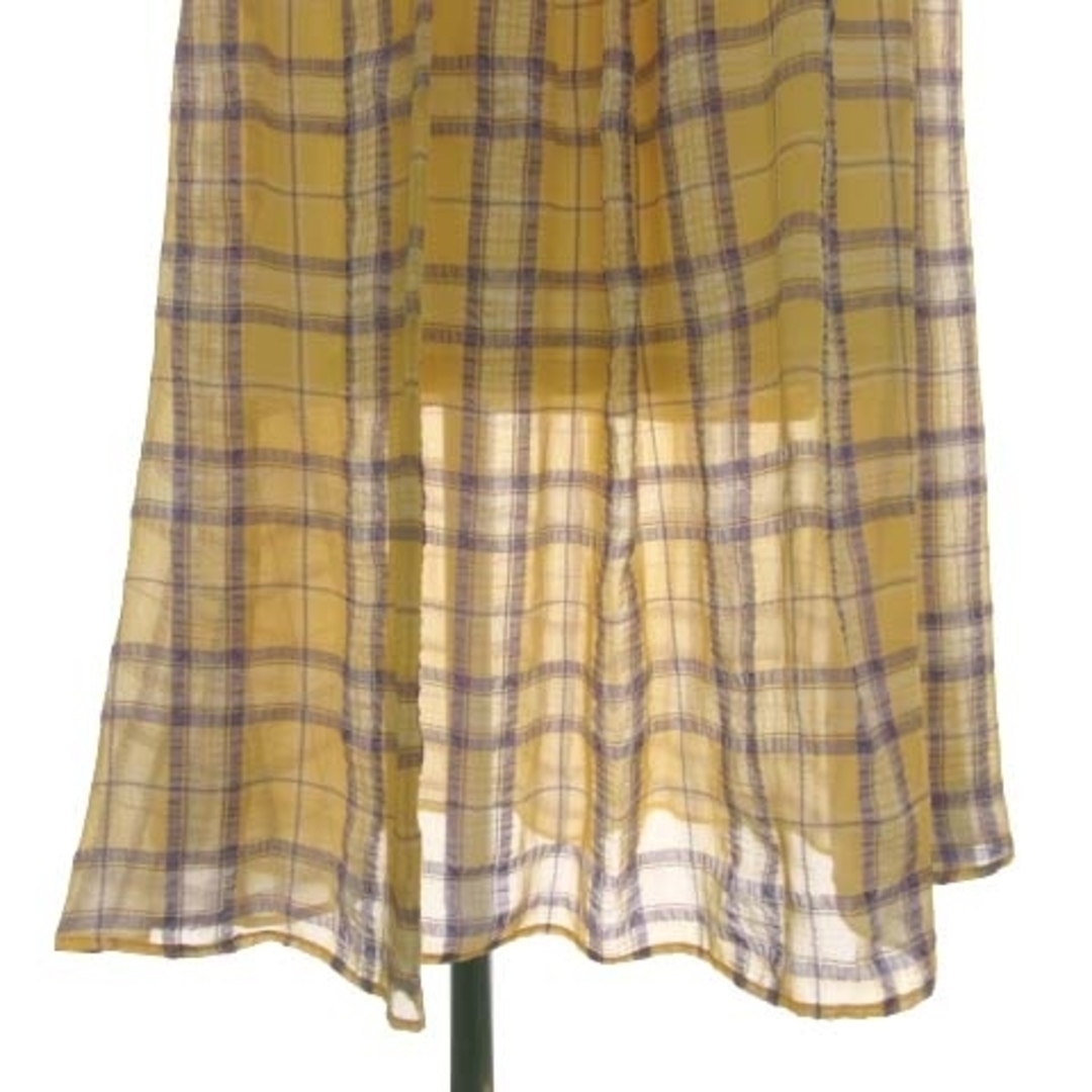 Spick & Span(スピックアンドスパン)のスピック&スパン U by シアーチェックスカート ロング 38 M 黄色 レディースのスカート(ロングスカート)の商品写真