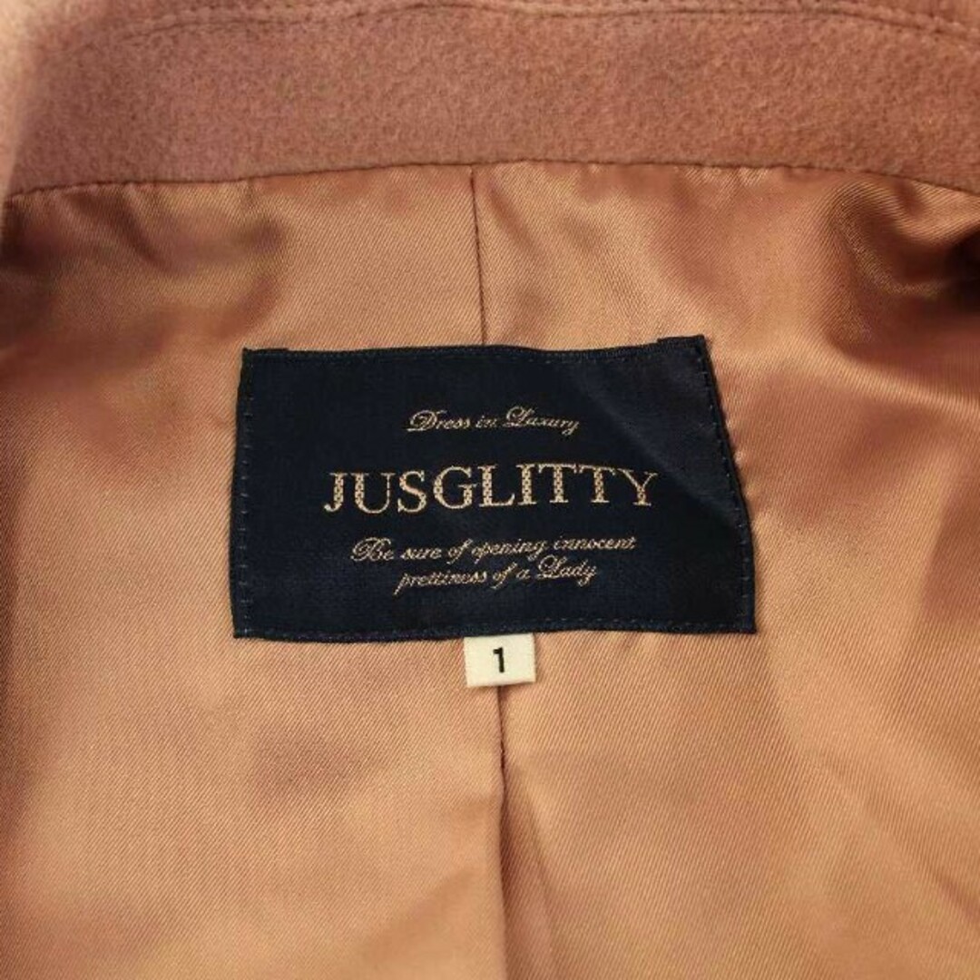 JUSGLITTY(ジャスグリッティー)のジャスグリッティー チェスターコート ロング ベルト付き アンゴラ混 ピンク レディースのジャケット/アウター(その他)の商品写真