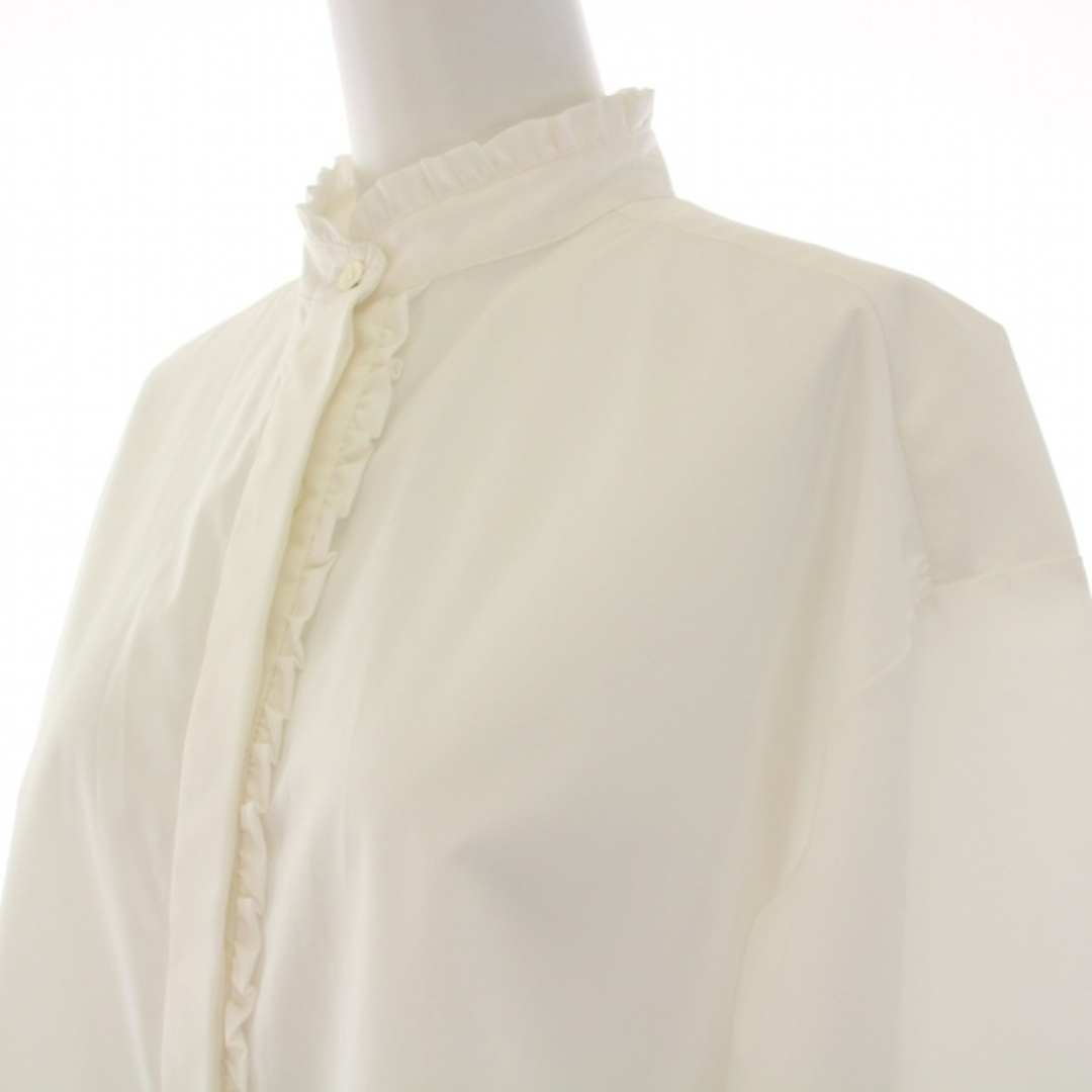 heliopole(エリオポール)のエリオポール タスランタイプライターフリルブラウス シャツ 長袖 38 M 白 レディースのトップス(シャツ/ブラウス(長袖/七分))の商品写真