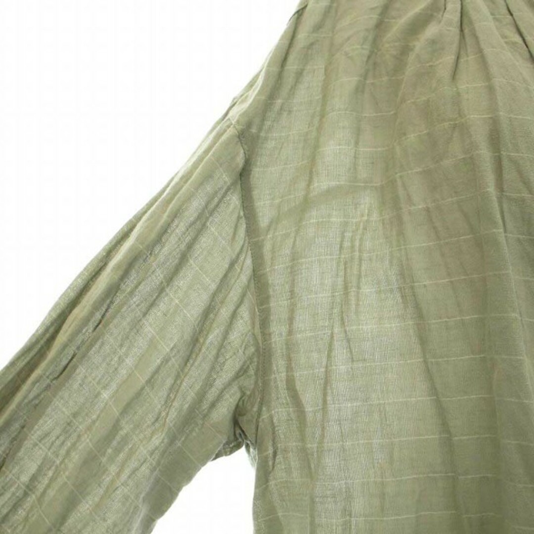 フリークスストア シャツ ブラウス 長袖 チェック柄 麻 リネン混 緑 レディースのトップス(シャツ/ブラウス(長袖/七分))の商品写真