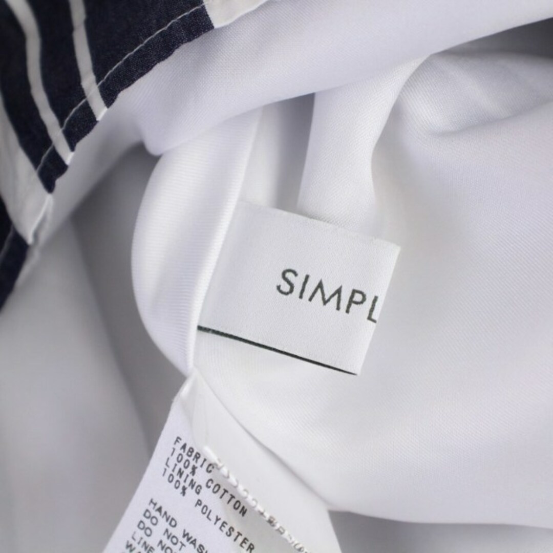Simplicite(シンプリシテェ)のシンプリシテェ フレアスカート ひざ丈 ストライプ柄 F 紺 白 レディースのスカート(ひざ丈スカート)の商品写真