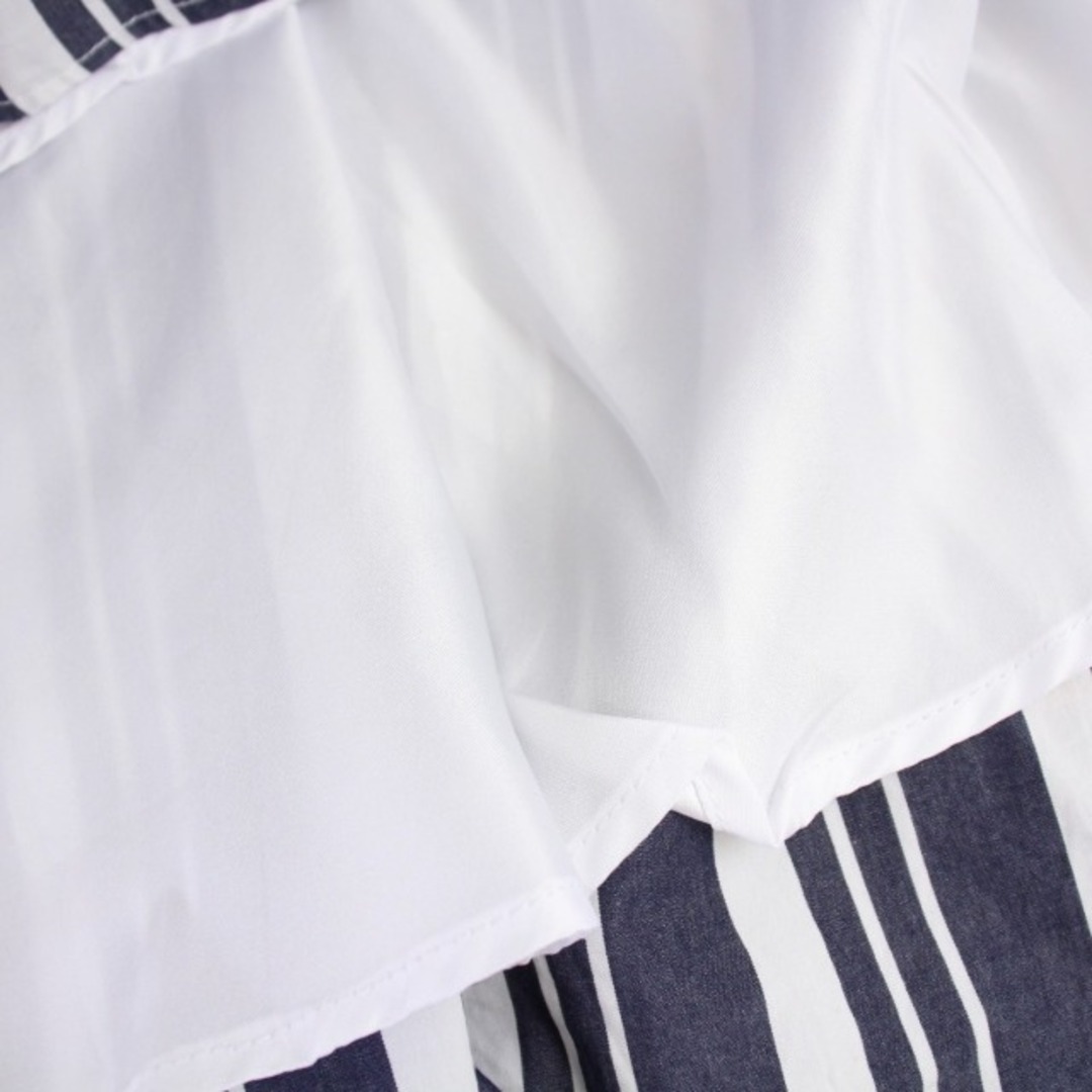 Simplicite(シンプリシテェ)のシンプリシテェ フレアスカート ひざ丈 ストライプ柄 F 紺 白 レディースのスカート(ひざ丈スカート)の商品写真