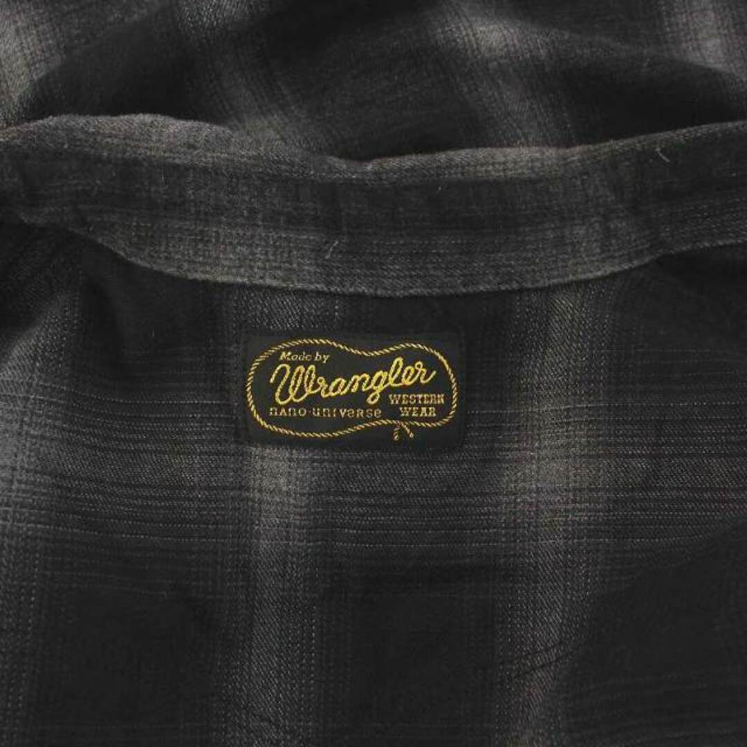 Wrangler(ラングラー)のラングラー ロングシャツ ガウン グランジ加工 チェック 長袖 S 黒 グレー メンズのトップス(シャツ)の商品写真