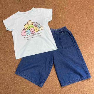 西松屋 - 【西松屋】すみっコぐらし半袖Tシャツ & デニムガウチョパンツ