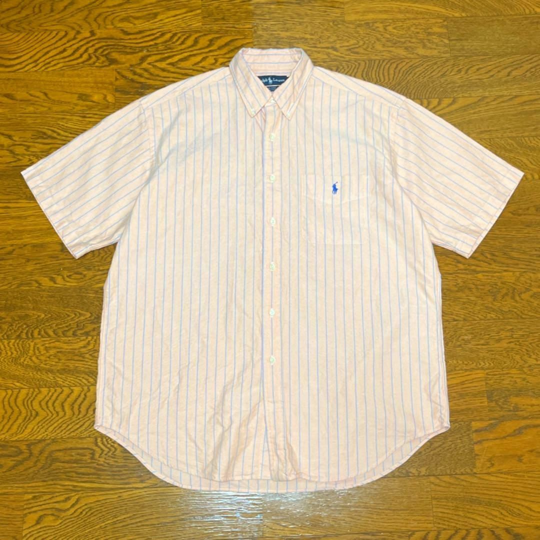 Ralph Lauren(ラルフローレン)の90s Ralph Lauren ラルフローレン シャツ 半袖 ストライプ メンズのトップス(Tシャツ/カットソー(半袖/袖なし))の商品写真