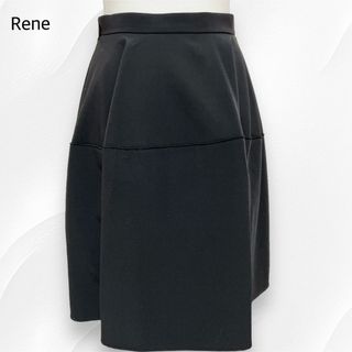 René - 美品＊Rene 切り替え フレアタックスカート 黒 34