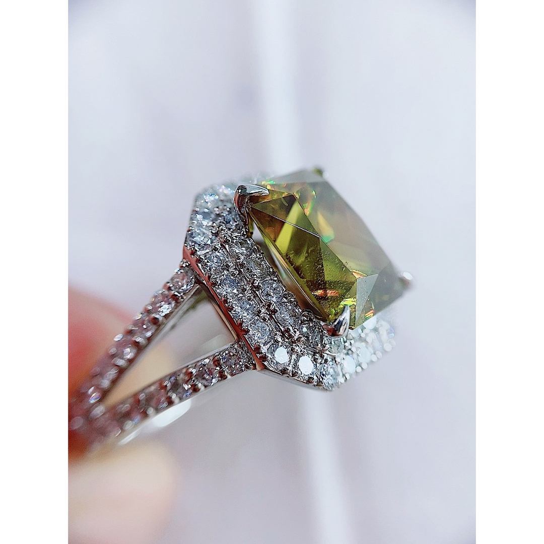 ★4.86ct★✨大粒スフェーン1.20ctダイヤモンドプラチナリング指輪 レディースのアクセサリー(リング(指輪))の商品写真