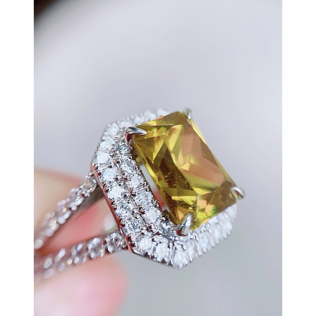 ★4.86ct★✨大粒スフェーン1.20ctダイヤモンドプラチナリング指輪 レディースのアクセサリー(リング(指輪))の商品写真