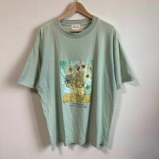 エマクローズ(EMMA CLOTHES)のemma closhes Tシャツ アート　ゴッホ　ひまわり　グリーン　緑　L(Tシャツ/カットソー(半袖/袖なし))