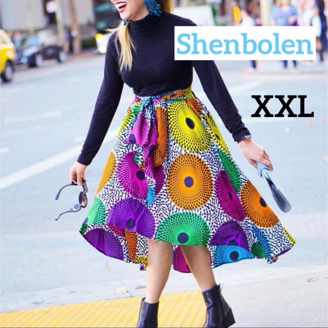 【Shenbolen】アフリカンプリントスカート アンカラスカート　XXL 派手 レディースのスカート(ロングスカート)の商品写真