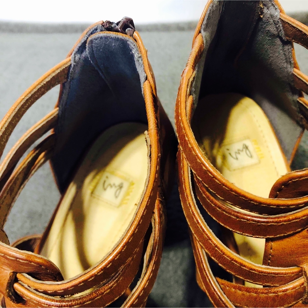 ing(イング)の極美品イング　レザー編み込みパンプス　サンダル　ブラウン レディースの靴/シューズ(ハイヒール/パンプス)の商品写真