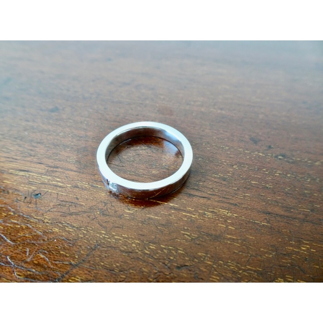 仁尾彫金『2.6mmダイヤ、幅3.5mm、プラチナ平打リング』ハンドメイド287 レディースのアクセサリー(リング(指輪))の商品写真