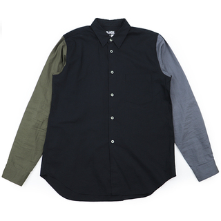 BLACK COMME des GARCONS - ブラックコムデギャルソン 2019年 1E-B002 クレイジーパターン 長袖シャツ メンズ サイズ L ブラック カーキ グレー BLACK COMME des GARCONS