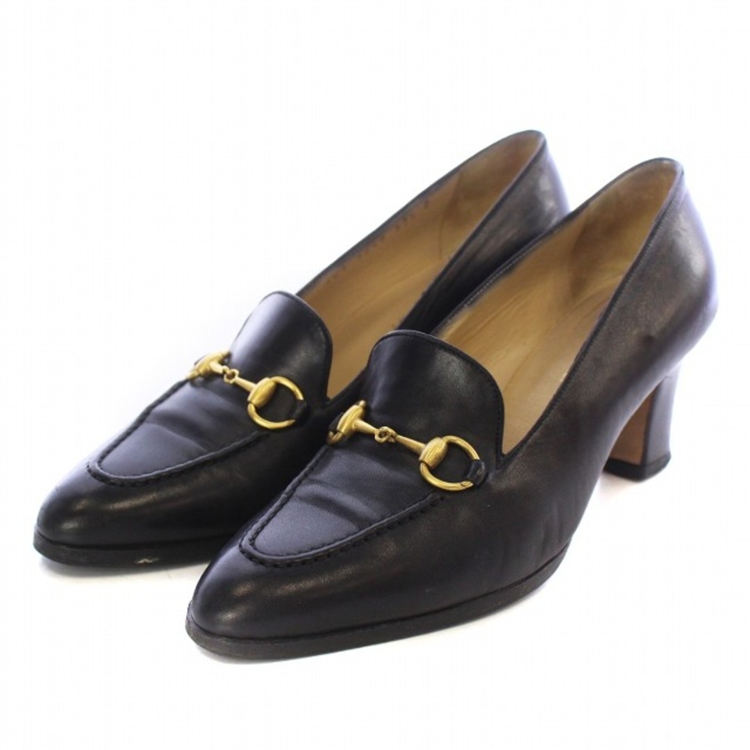 Gucci(グッチ)のグッチ パンプス チャンキーヒール ホースビット 37.5C 24.5cm 黒 レディースの靴/シューズ(ハイヒール/パンプス)の商品写真