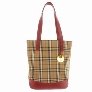 バーバリー(BURBERRY)のBURBERRY バーバリー トートバッグ ノバチェック ベージュ 赤(トートバッグ)