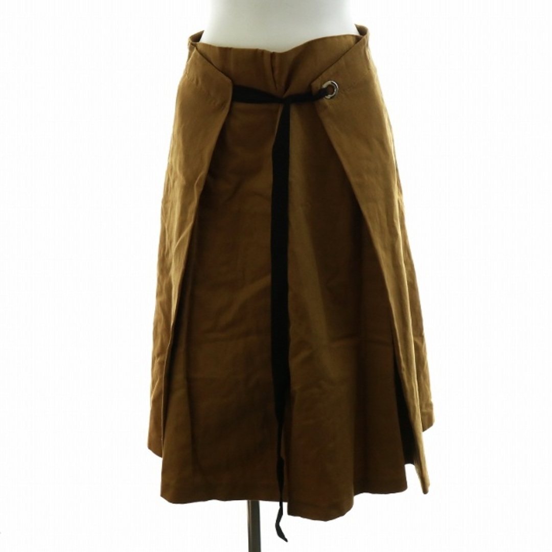 Sマックスマーラ フレアスカート ミモレ ロング コットン 麻混 36 S 茶 レディースのスカート(ロングスカート)の商品写真