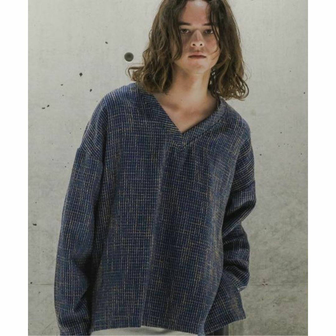 Casper John(キャスパージョン)のCasper John Tweed V-neck sweat ブルー Mサイズ メンズのトップス(スウェット)の商品写真