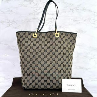 グッチ(Gucci)のグッチ GUCCI トートバッグ GGキャンバス ネイビー レザー(トートバッグ)