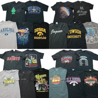 古着卸 まとめ売り 黒・グレー ボディ プリント 半袖Tシャツ 20枚セット (メンズ S ) ロゴプリント キースヘリング カレッジ MT0457(その他)