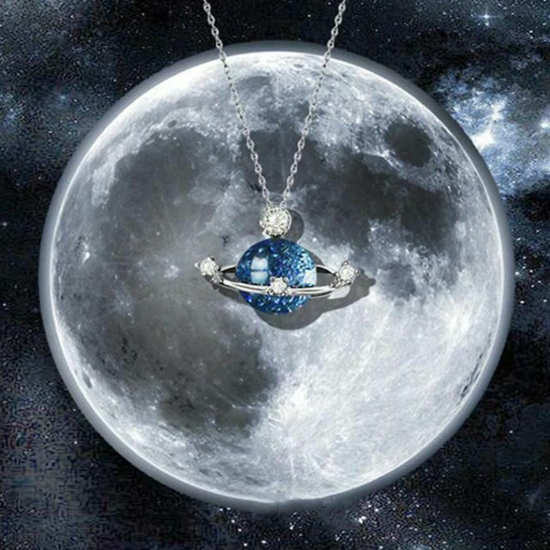 匿名配送 ネックレス 宇宙 惑星 プラネット シルバーメッキ  #C274-2 レディースのアクセサリー(ネックレス)の商品写真