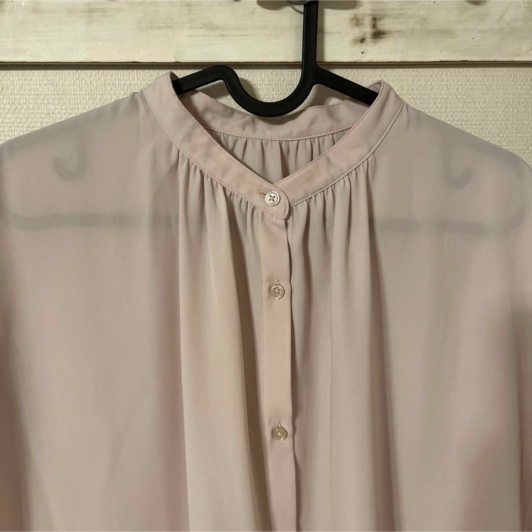 GU(ジーユー)のGU  ブラウス　フレンチスリーブ　Ｌ　pink レディースのトップス(シャツ/ブラウス(半袖/袖なし))の商品写真