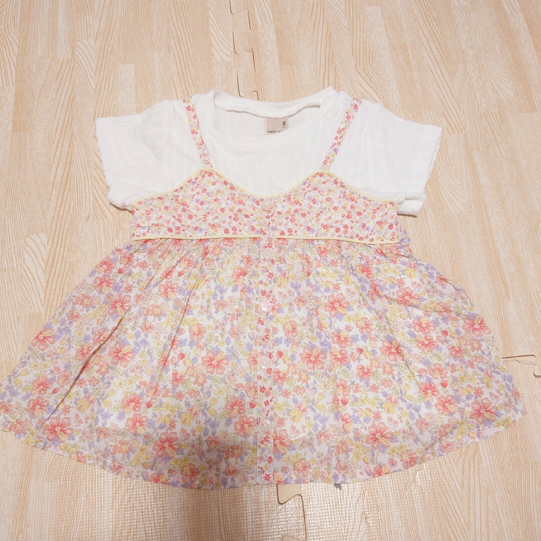 petit main(プティマイン)のpetit main♡ドッキングTシャツ♡100 キッズ/ベビー/マタニティのキッズ服女の子用(90cm~)(Tシャツ/カットソー)の商品写真