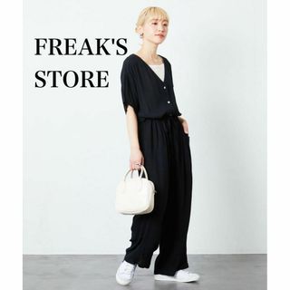 フリークスストア(FREAK'S STORE)のフリークスストア　 オールインワン　半袖 リラックス　ブラック 春　夏　Sサイズ(オールインワン)