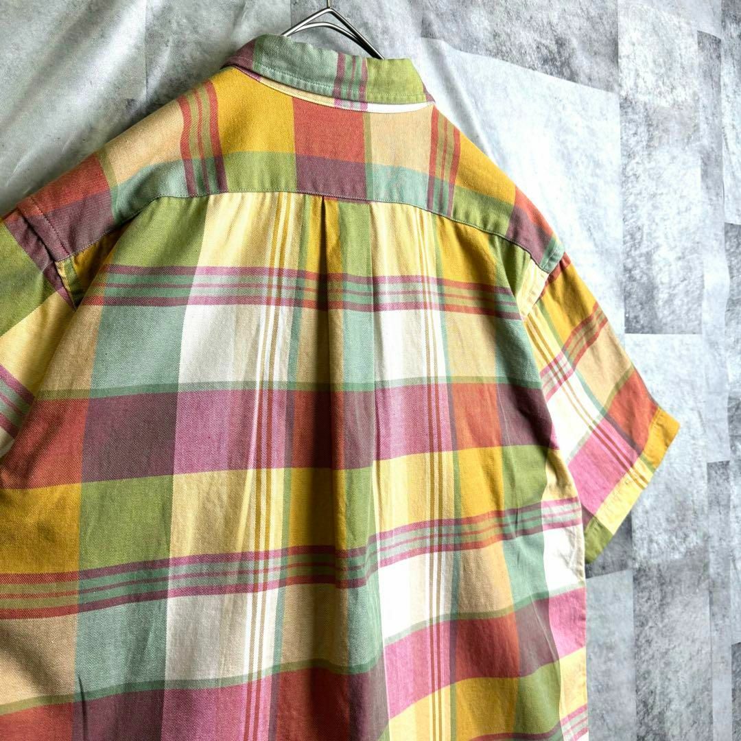 POLO RALPH LAUREN(ポロラルフローレン)の希少 美品 80s ポロバイラルフローレン 半袖BDシャツ マドラスチェック L メンズのトップス(シャツ)の商品写真