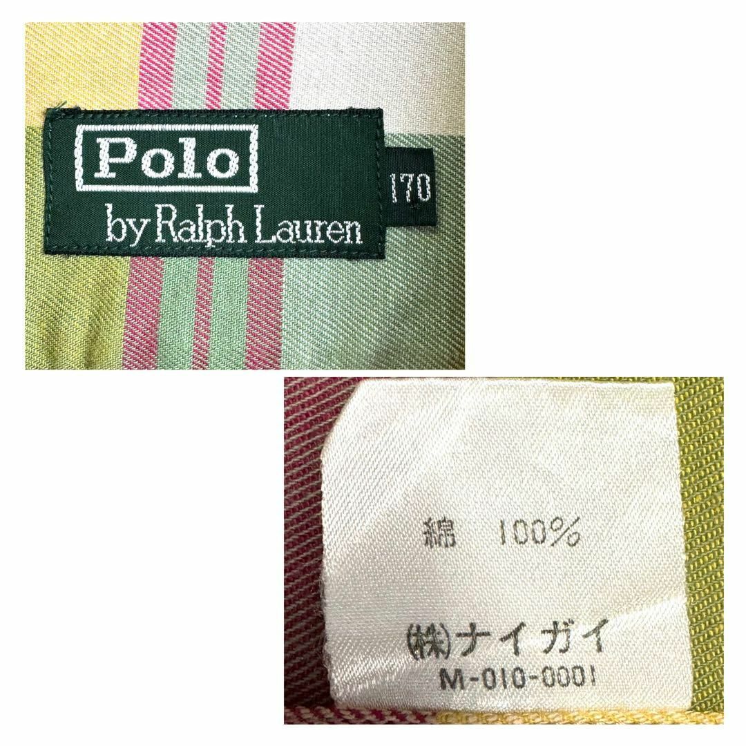 POLO RALPH LAUREN(ポロラルフローレン)の希少 美品 80s ポロバイラルフローレン 半袖BDシャツ マドラスチェック L メンズのトップス(シャツ)の商品写真