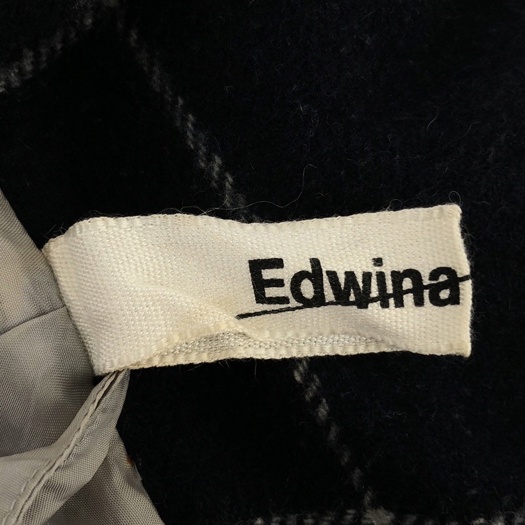 Edwina Hoerl(エドウィナホール)のEdwina Horl エドウィナホール ショールカラーウインドウペンチェックオーバージャケット  ネイビー レディースのジャケット/アウター(その他)の商品写真