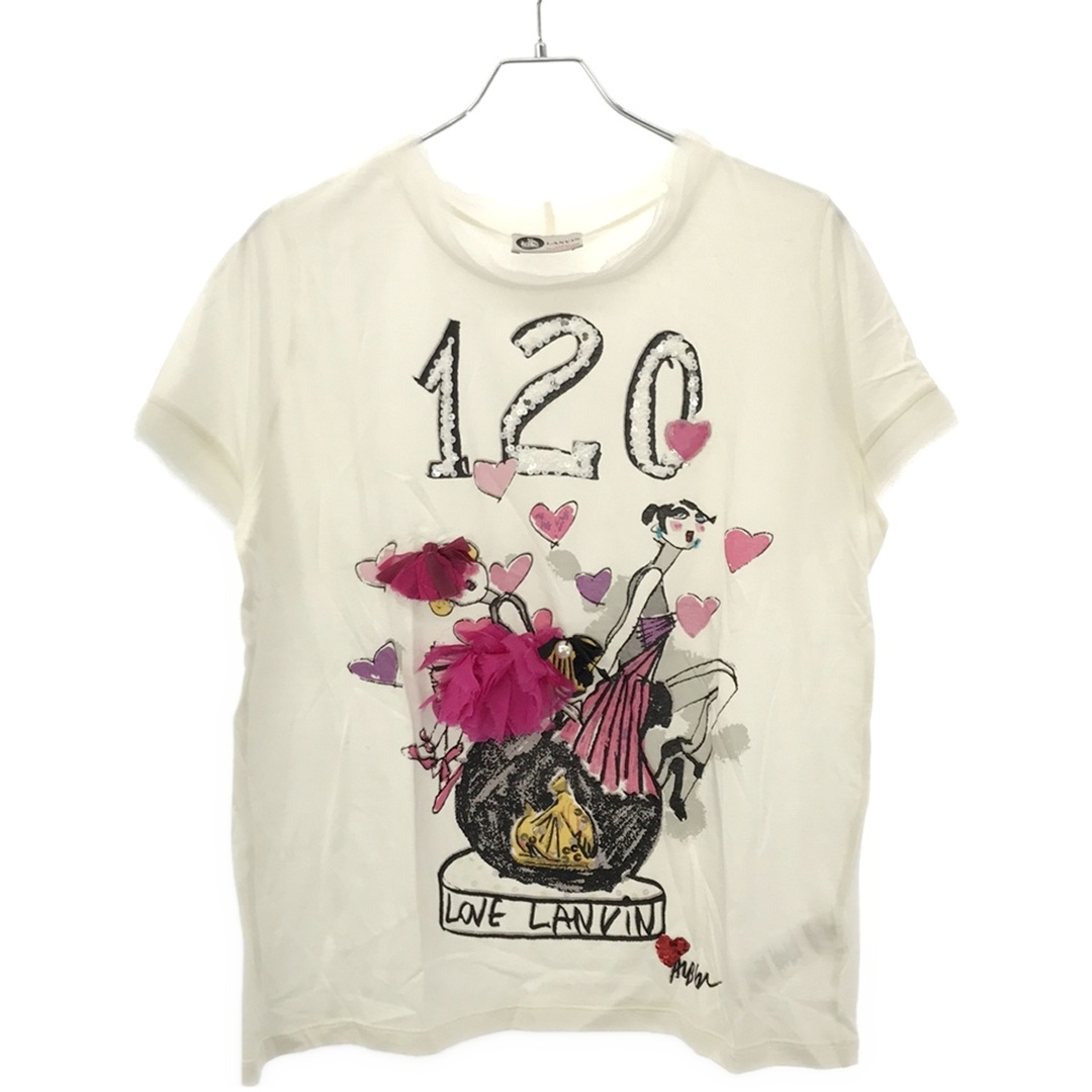 LANVIN(ランバン)のLANVIN ランバン 120 Print Embellished T-Shirt デザインTシャツ  ホワイト M レディースのトップス(Tシャツ(半袖/袖なし))の商品写真