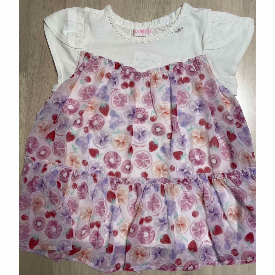 mezzo piano(メゾピアノ)のメゾピアノ♡フルーツ柄シフォンTOPS＊size 130 キッズ/ベビー/マタニティのキッズ服女の子用(90cm~)(Tシャツ/カットソー)の商品写真