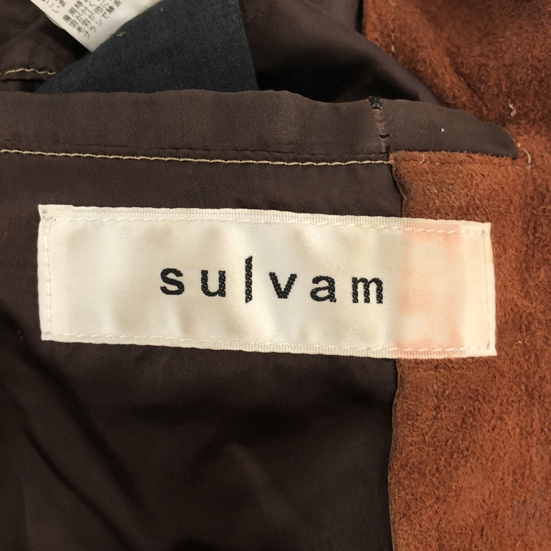 sulvam(サルバム)のsulvam サルバム 18AW suede over coat スウェードガウンコート SG-C04-900 ブラウン S メンズのジャケット/アウター(チェスターコート)の商品写真