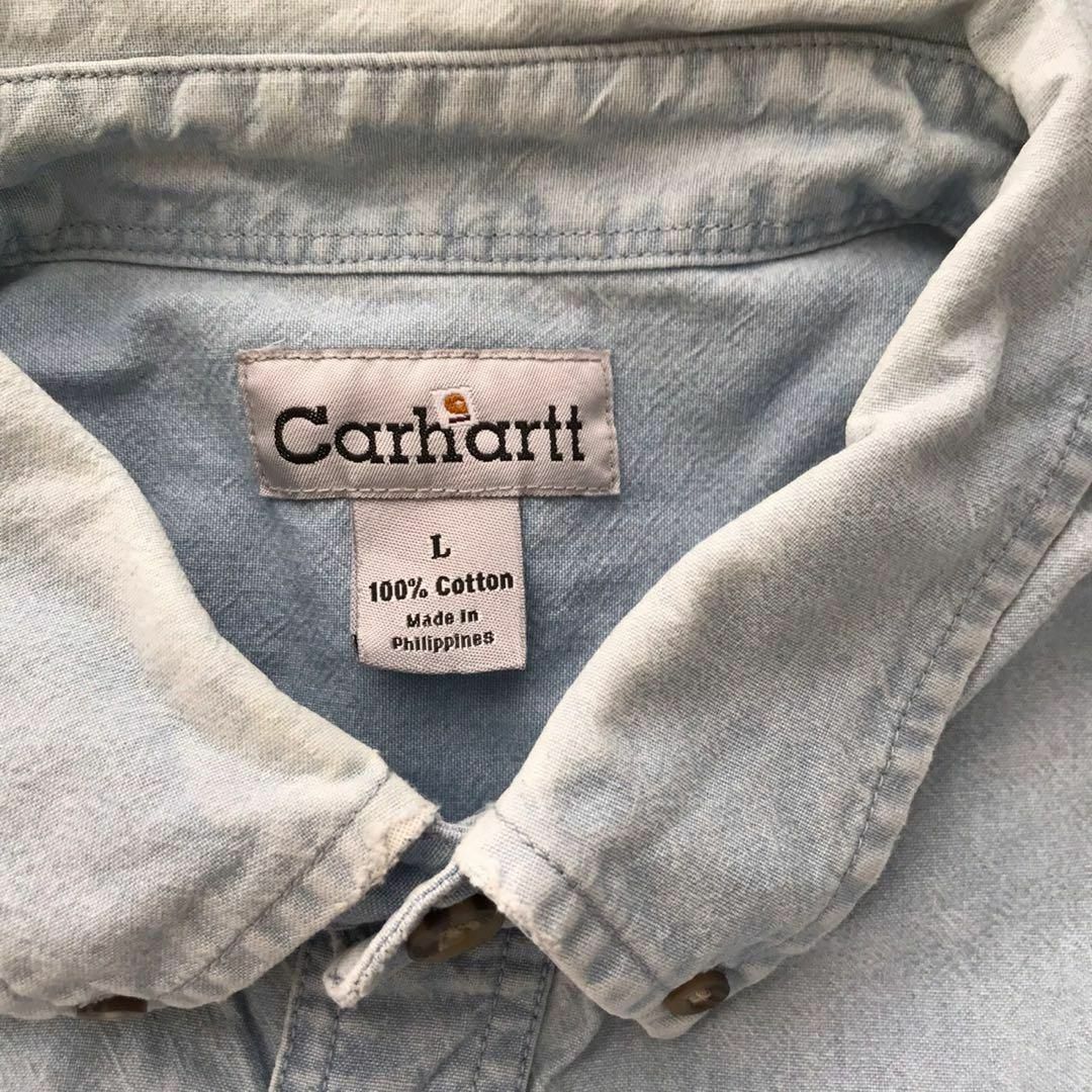 carhartt(カーハート)の【k5070】USA古着カーハートパッチロゴビッグデニムシャツジャケットワーク メンズのトップス(シャツ)の商品写真