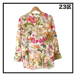 23区 - 23区　花柄シアーシャツ　ブラウス　透け感　リバティ　レディース　コットン　38