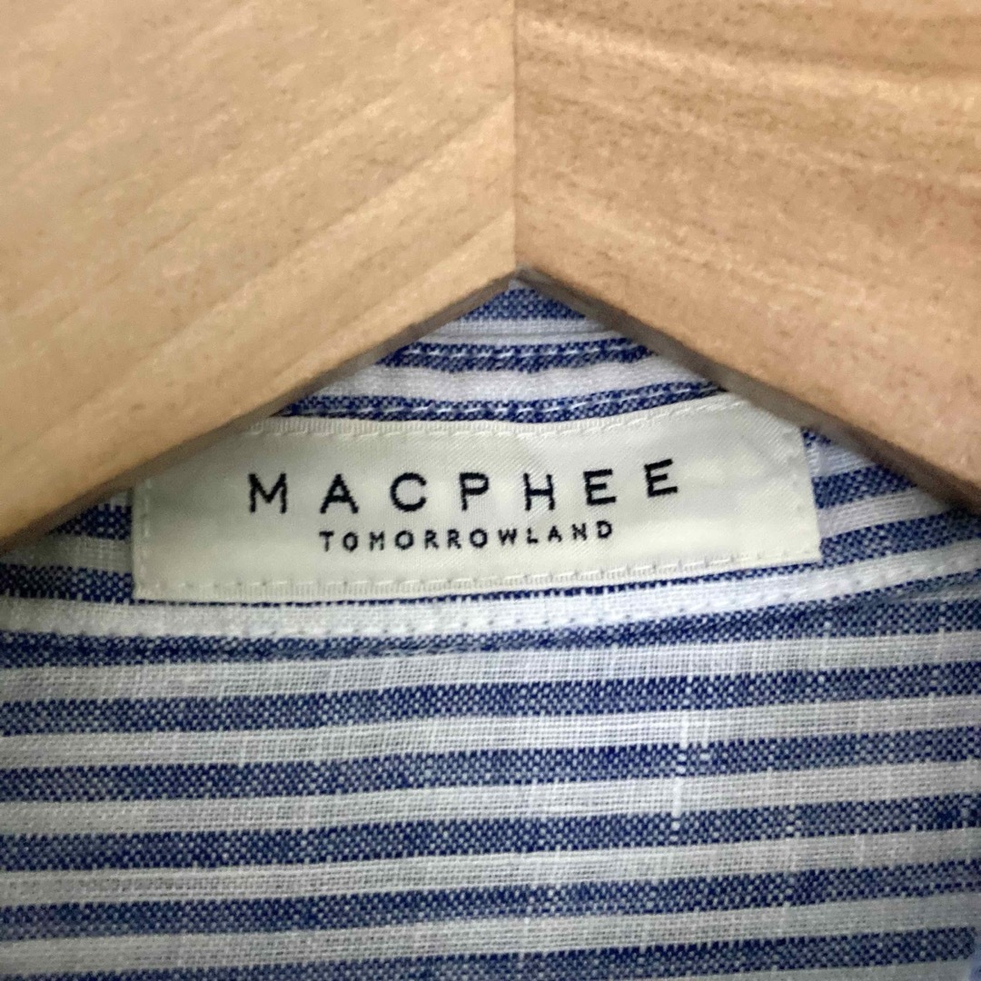 MACPHEE(マカフィー)のMACPHEE　リネンシャツ　ブラウス　ストライプ　長袖　麻　レディース　38 レディースのトップス(シャツ/ブラウス(長袖/七分))の商品写真