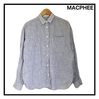 マカフィー(MACPHEE)のMACPHEE　リネンシャツ　ブラウス　ストライプ　長袖　麻　レディース　38(シャツ/ブラウス(長袖/七分))