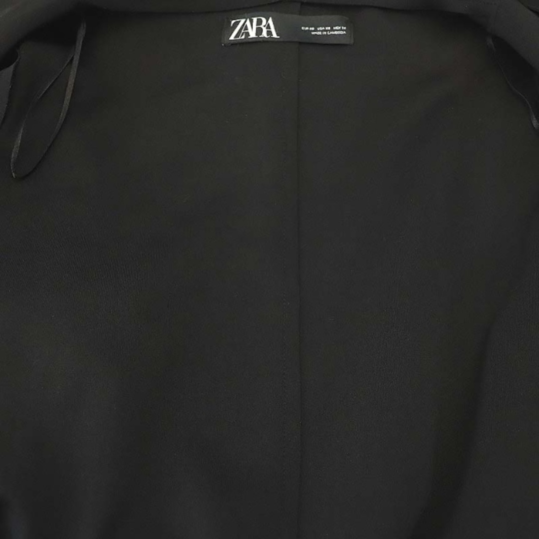 ZARA(ザラ)のザラ スウェードロングガウンコート フード 前開きトッパー XS 黒 ブラック レディースのジャケット/アウター(その他)の商品写真