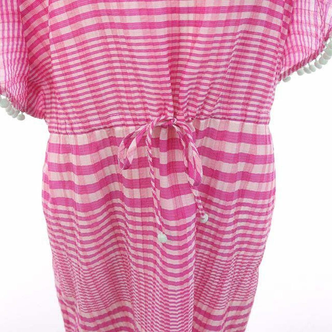 Chesty(チェスティ)のチェスティ チェック ワンピース Vネック ロング 半袖 0 ピンク 白 レディースのワンピース(ロングワンピース/マキシワンピース)の商品写真