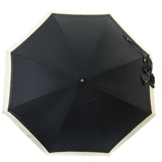 ランバンオンブルー(LANVIN en Bleu)のランバンオンブルー バイカラー 雨傘 ロゴ 黒 べージュ(傘)