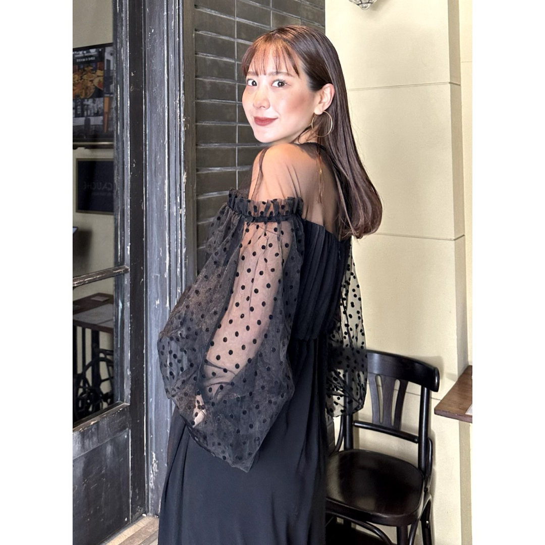 flocky dot dress ブラック Sサイズ レディースのフォーマル/ドレス(ロングドレス)の商品写真